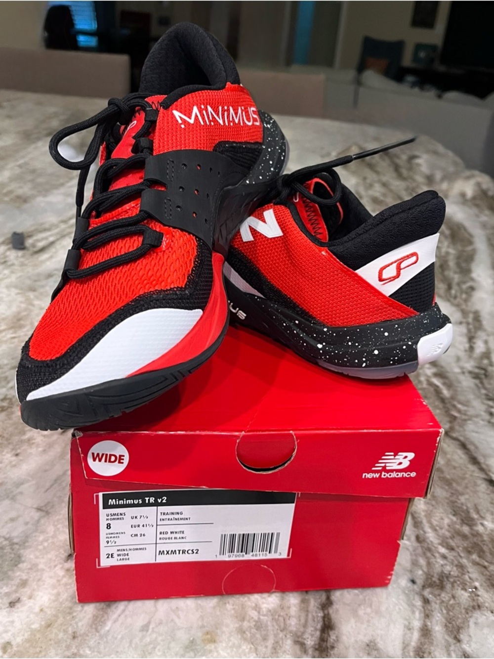 NIB New Balance Men’s Minimus TR v2 Red/Black Shoes Size 8 (2E WIDE)